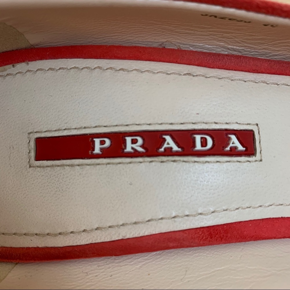 Prada Suede Open Toe Cork Wedge Pumps shoes 38 - Picture 14 of 16